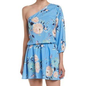 Yumi Kim One Shoulder Blue Floral Mini Dress